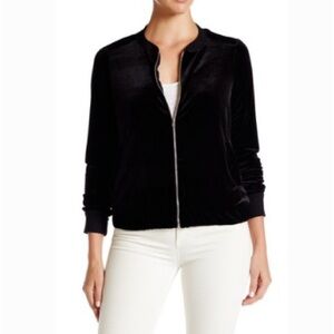 Harlowe and Graham Black Velvet Bomber Jacket Size Medium